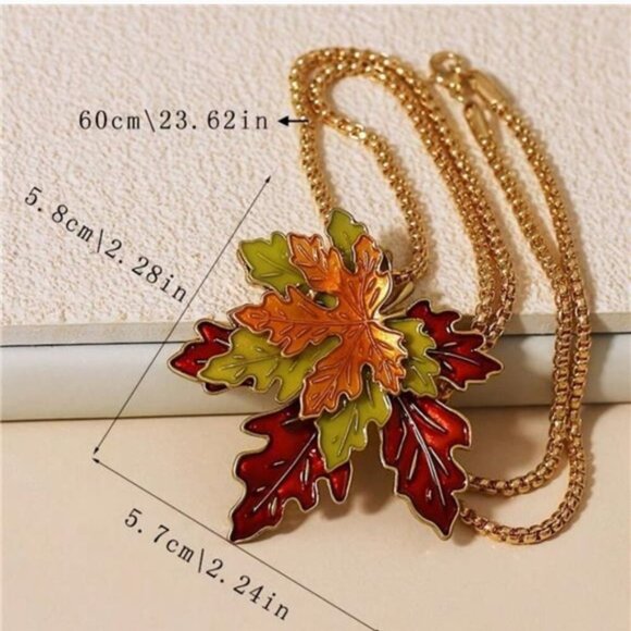 3pcs/Set BEAUTIFUL 3D Vintage Maple Leaf Gold Tone Necklace Earrings set - Picture 7 of 9